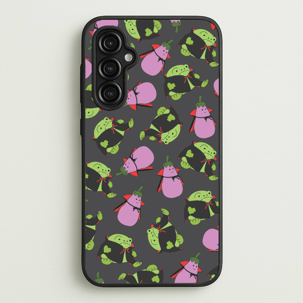 Vampire Frogs And Vegetables Pattern - Halloween Galaxy A14 Case