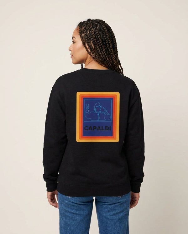 Capaldi Sweatshirt — Black Back, worn