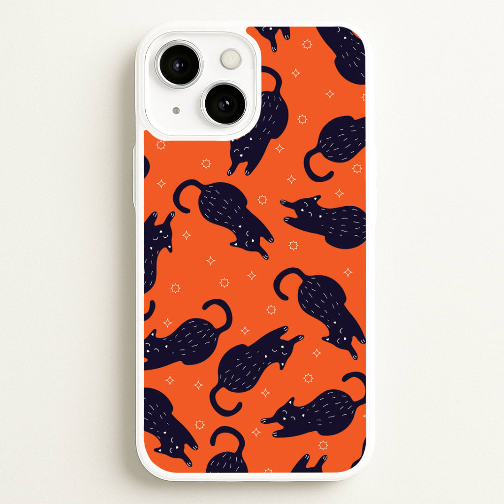 Black Cats And Stars Pattern iPhone 13 Mini Case