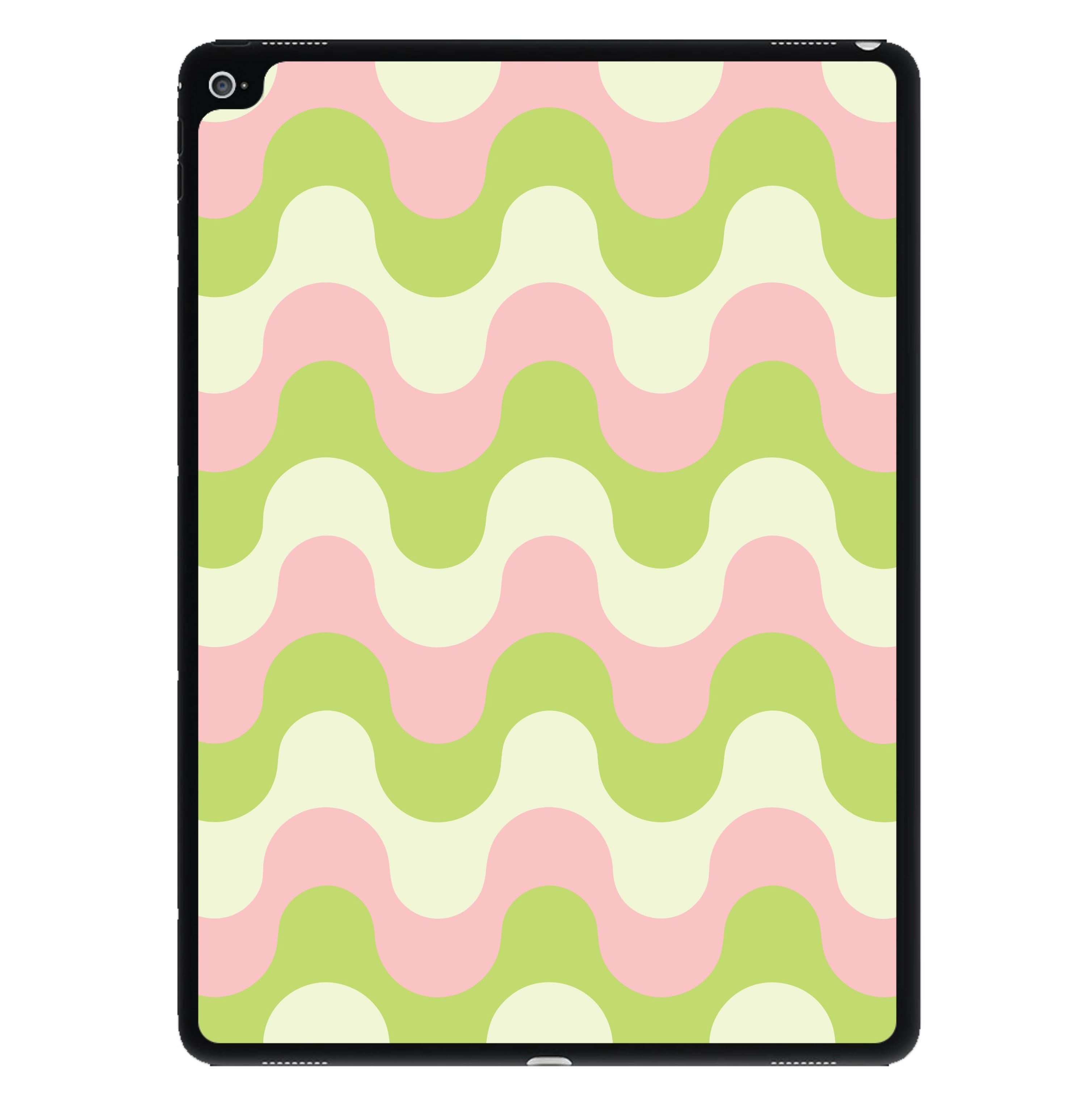 Green And Pink Retro Waves Pattern iPad Case