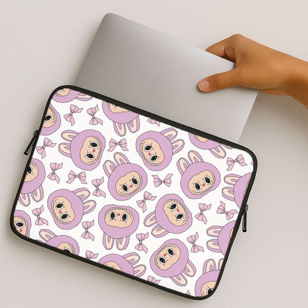 Cute Purple Monster And Bows Pattern MacBook Cover