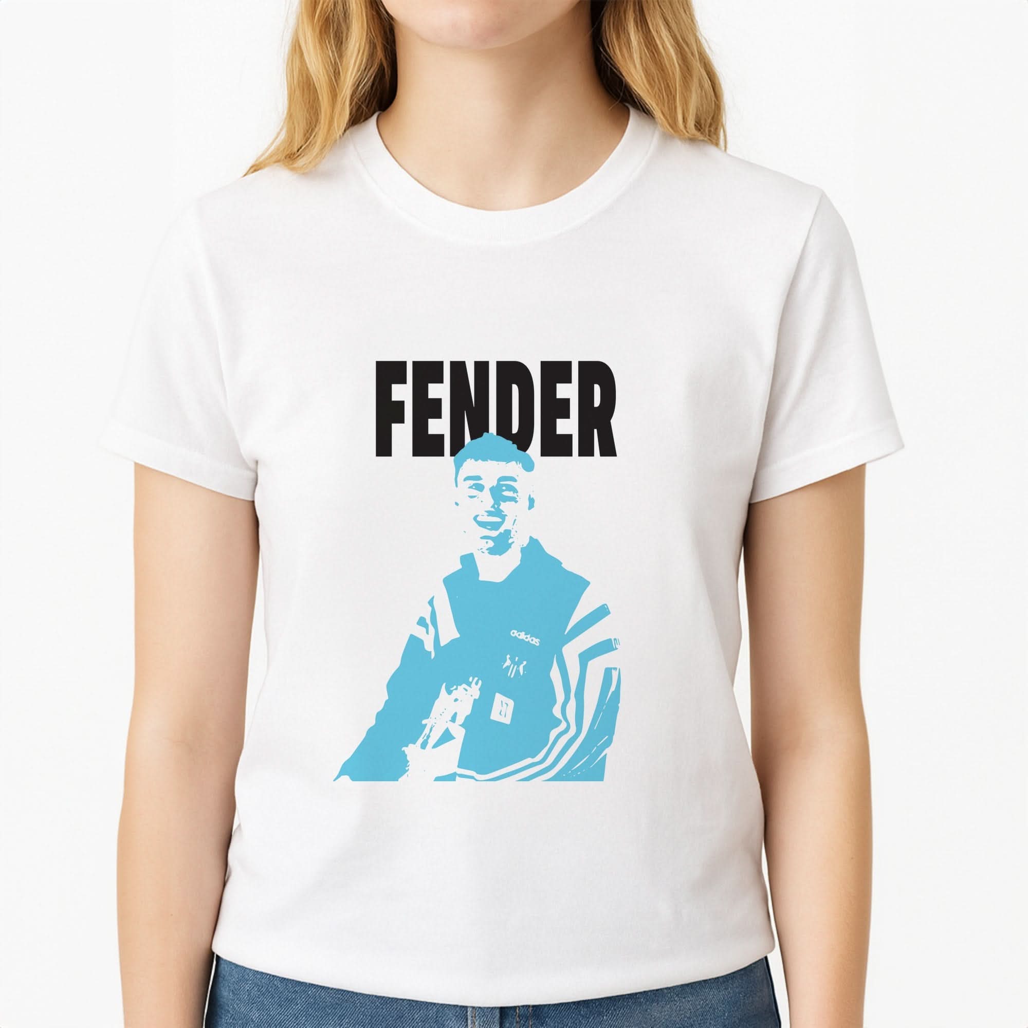 Fender Silhouette Blue Womens T-Shirt