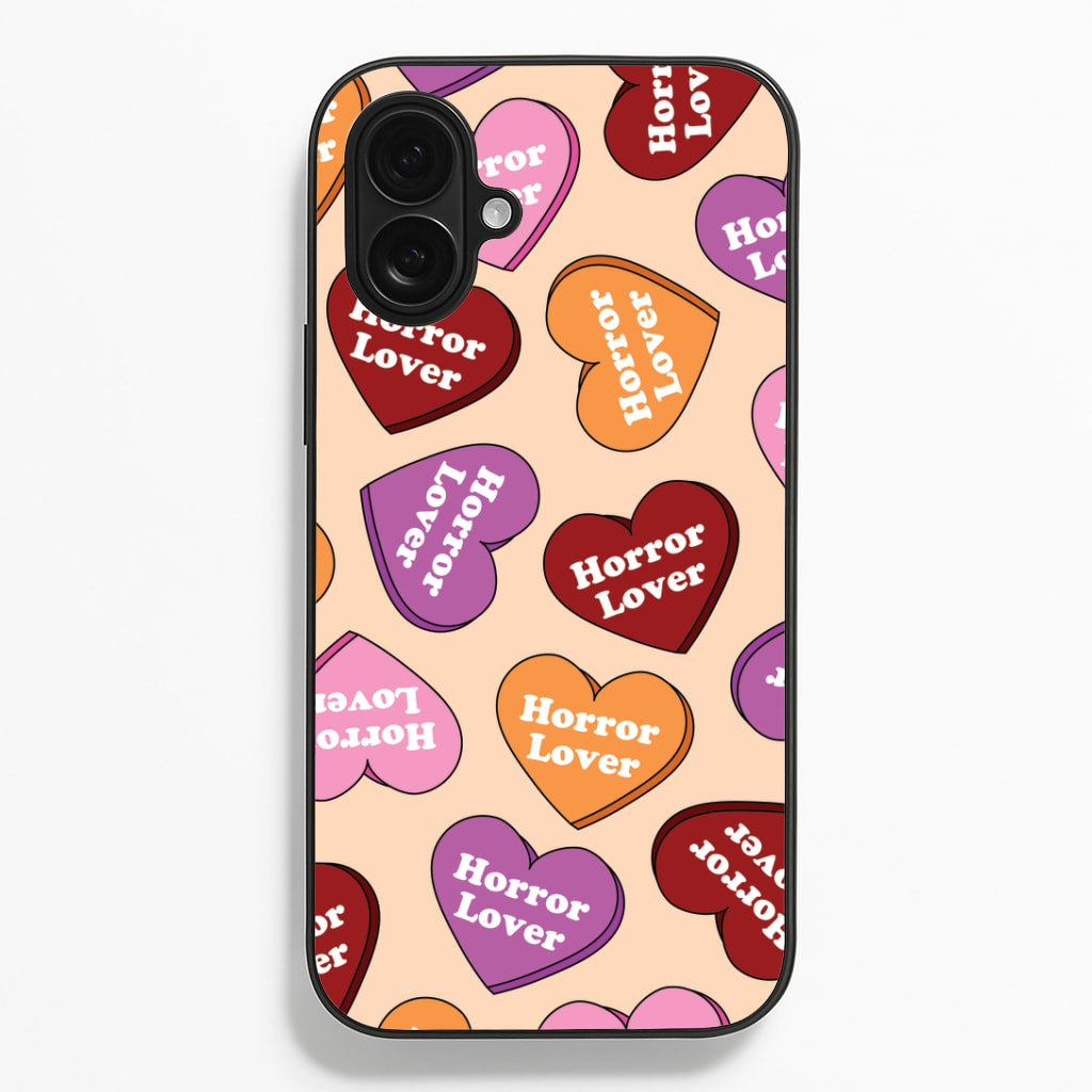 Horror Lover Hearts Pattern iPhone 16 Plus Case
