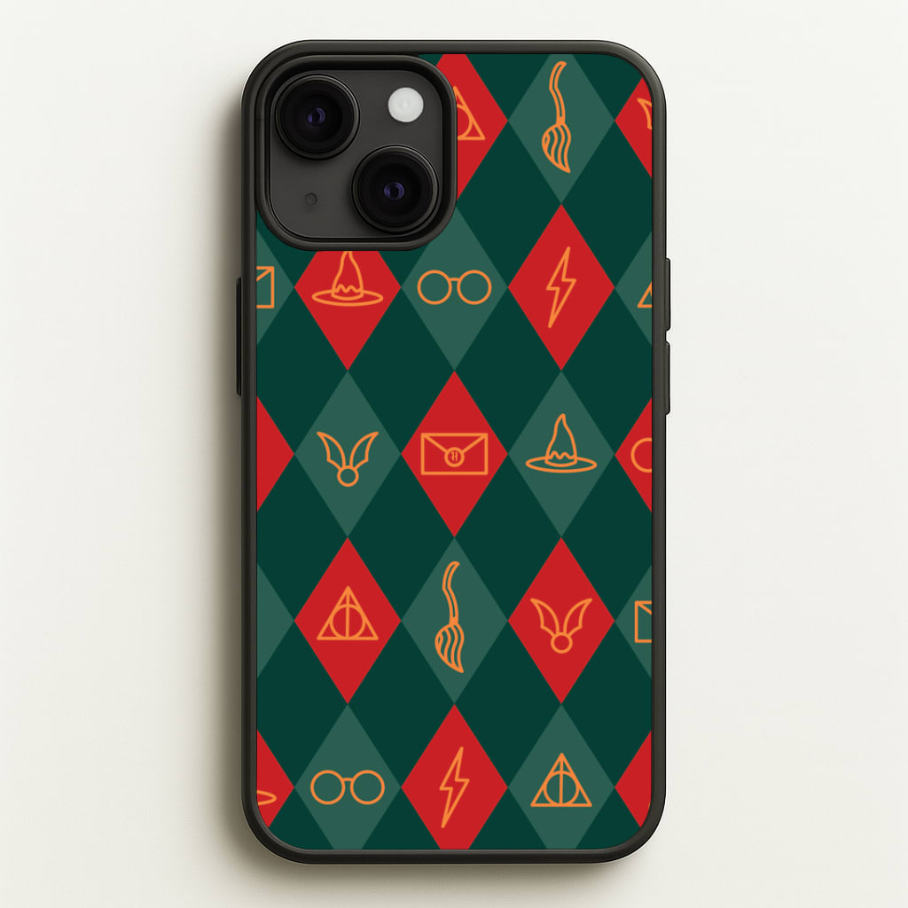 Christmas Wizard Icons Argyle Pattern iPhone 13 Mini Case