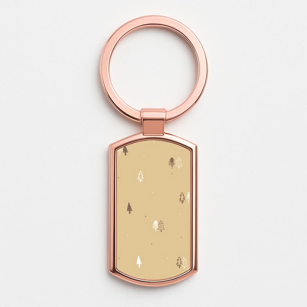 Minimal Christmas Trees Pattern Rose Gold Keyring