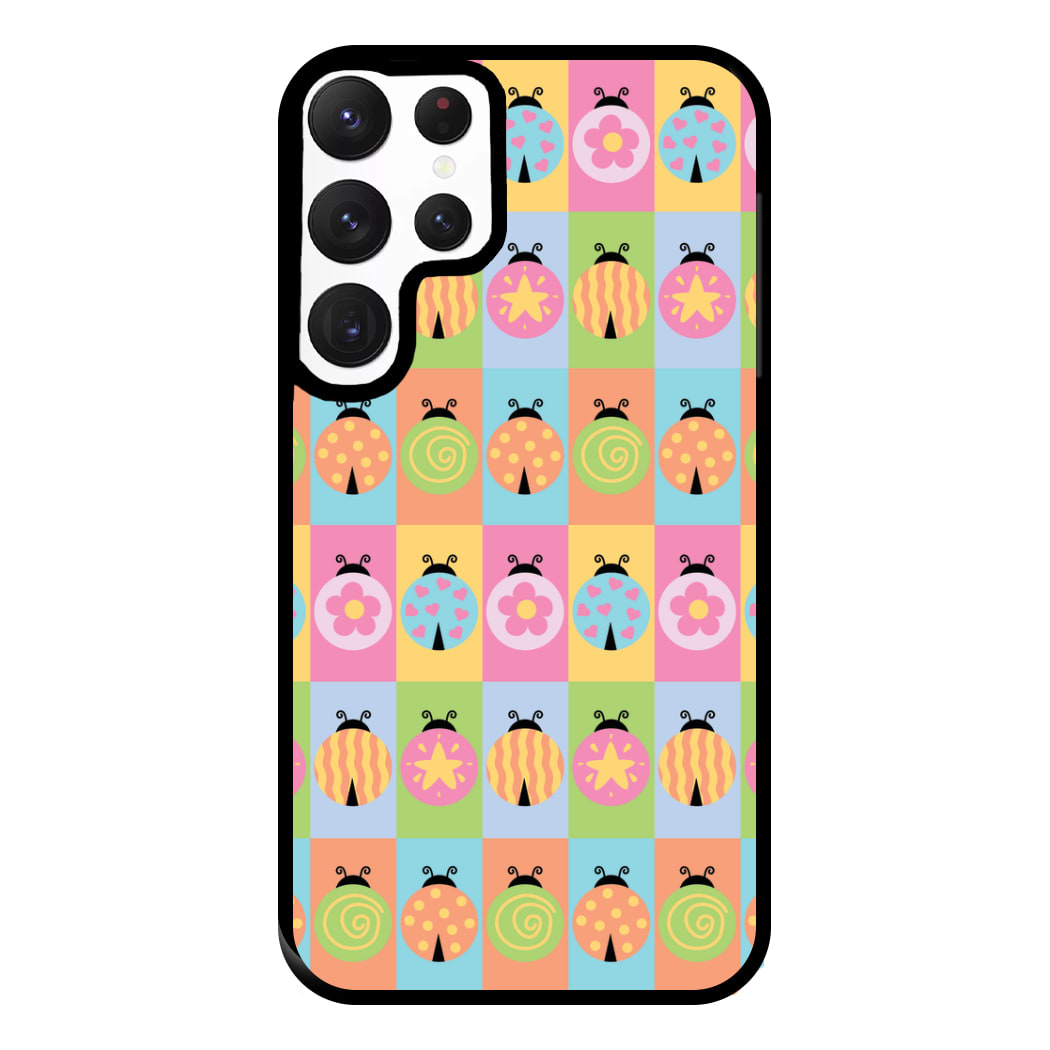 Cartoon Ladybugs Colourful Pattern Galaxy S22 Ultra Case