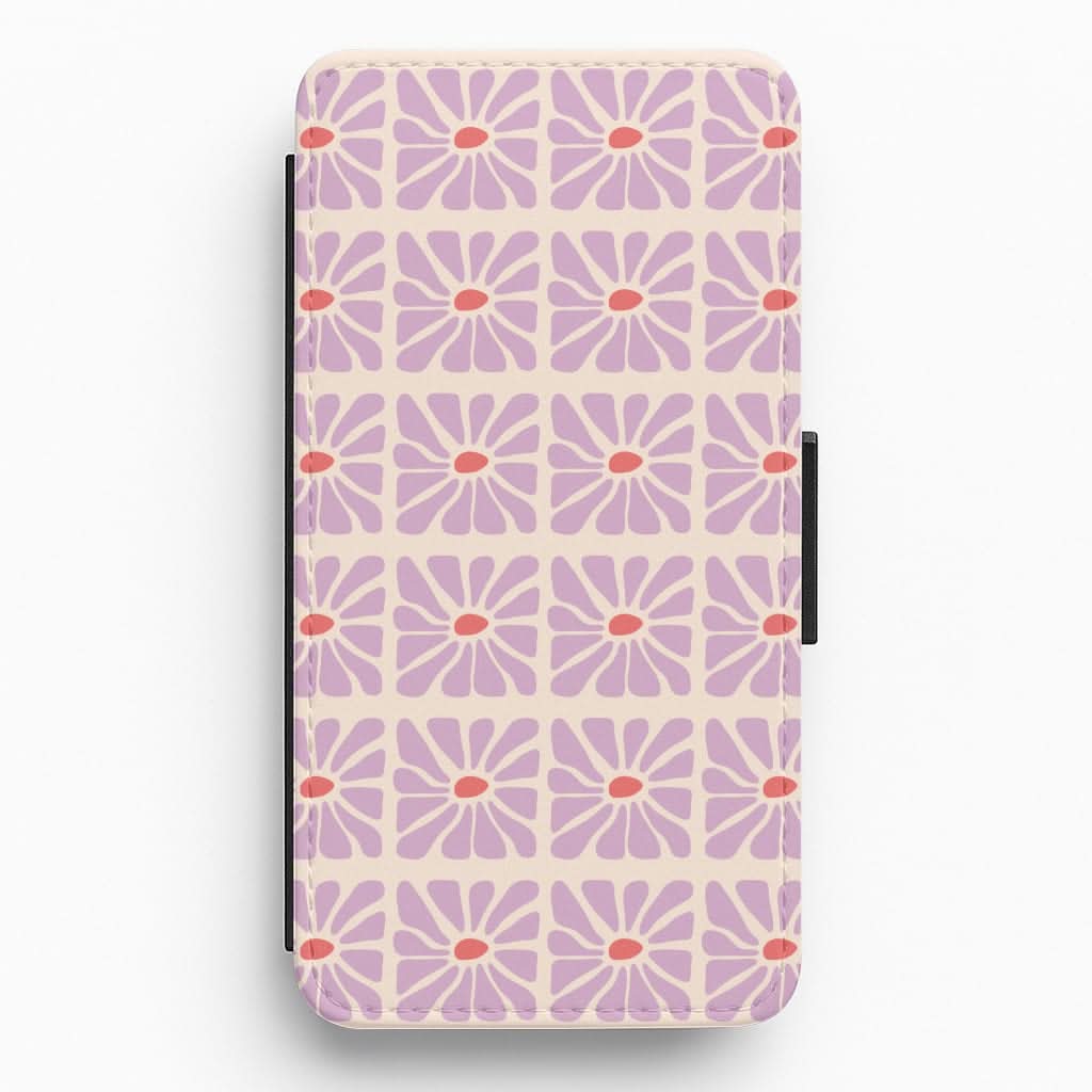 Square Abstract Flowers Mauve Flip / Wallet Phone Case