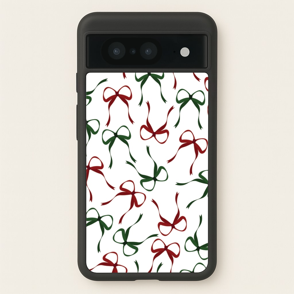 Red And Green Coquette Christmas Bows Pattern Google Pixel 8 Case