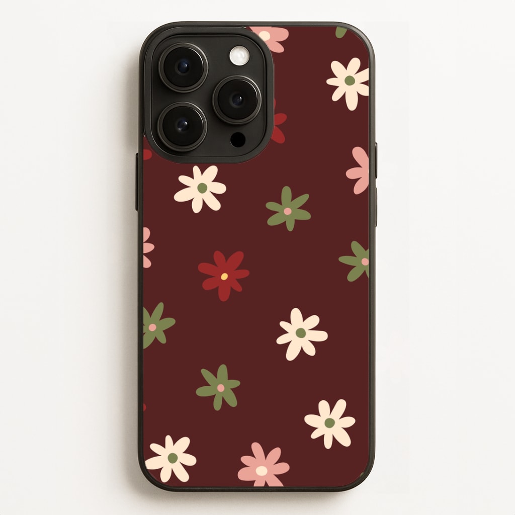Dark Whimsical Flower Pattern Phone Case for iPhone, Samsung Galaxy and Google Pixel