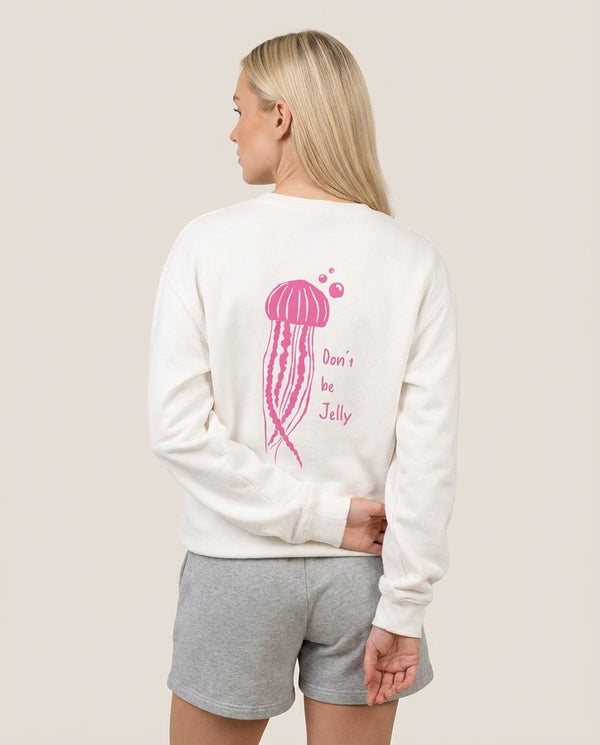 Don't Be Jelly - Sealife Sweatshirt — White Back, worn
