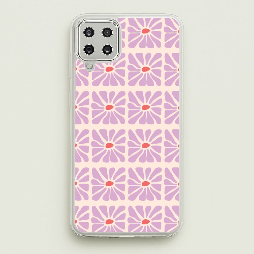 Square Abstract Flowers Mauve Galaxy A12 Case