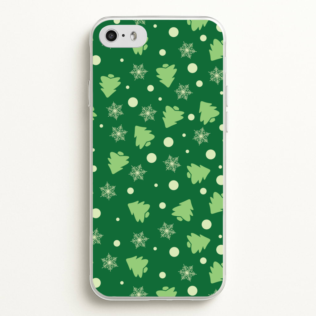 Cartoon Christmas Trees And Snowflakes Pattern iPhone 5 / 5s / SE 2016 Case