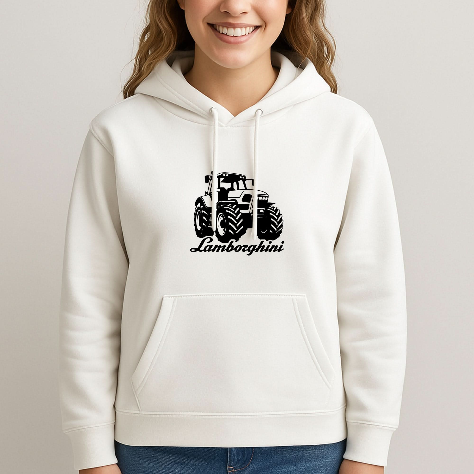 Lambo Tractor Womans Hooded Sweatshirt
