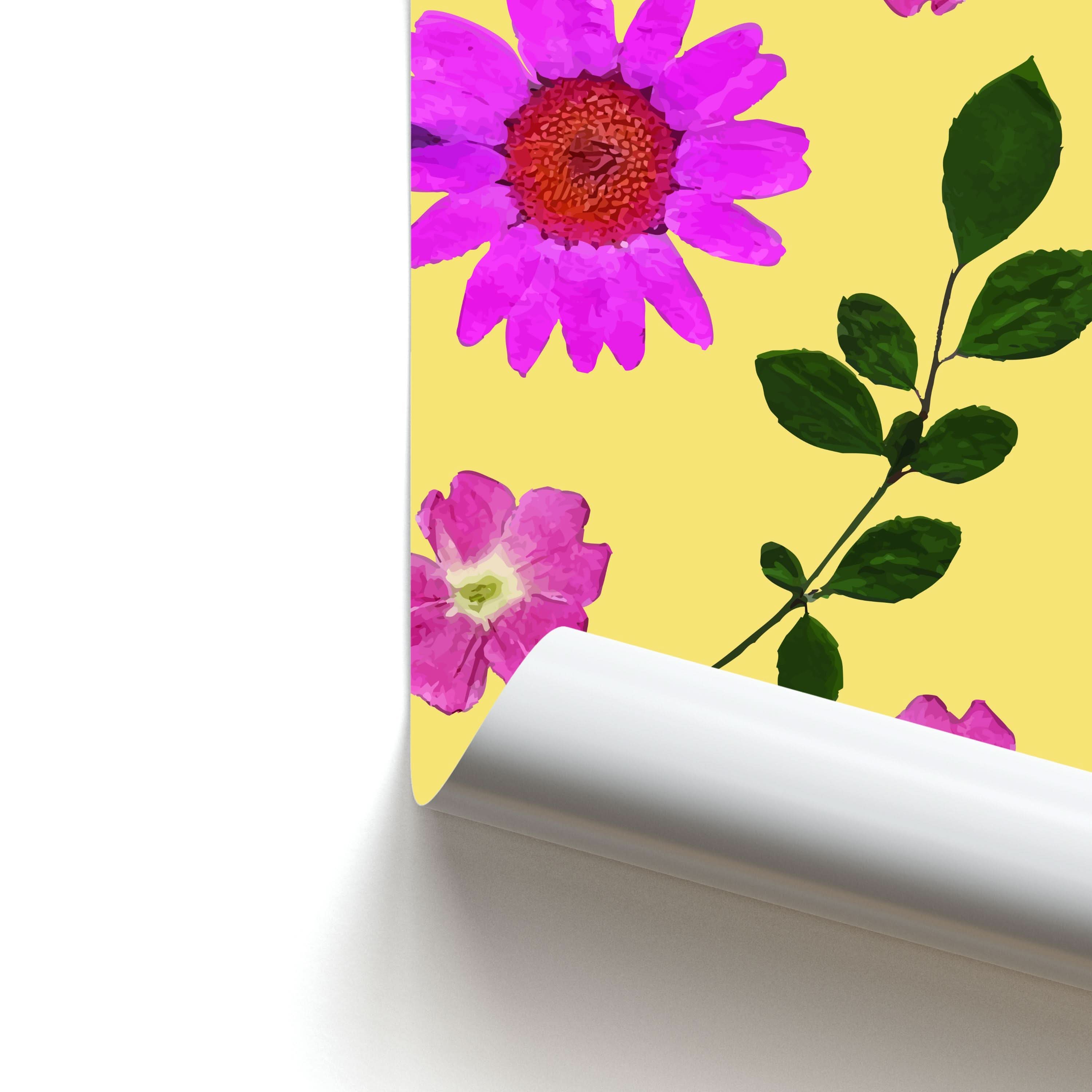 Pressed Plants Yellow Poster