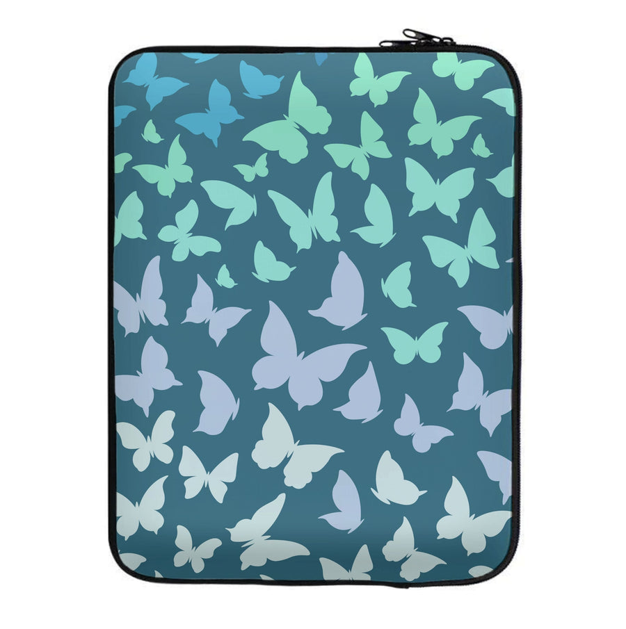 Blue Gradient Butterfly - Butterfly Patterns Laptop Sleeve
