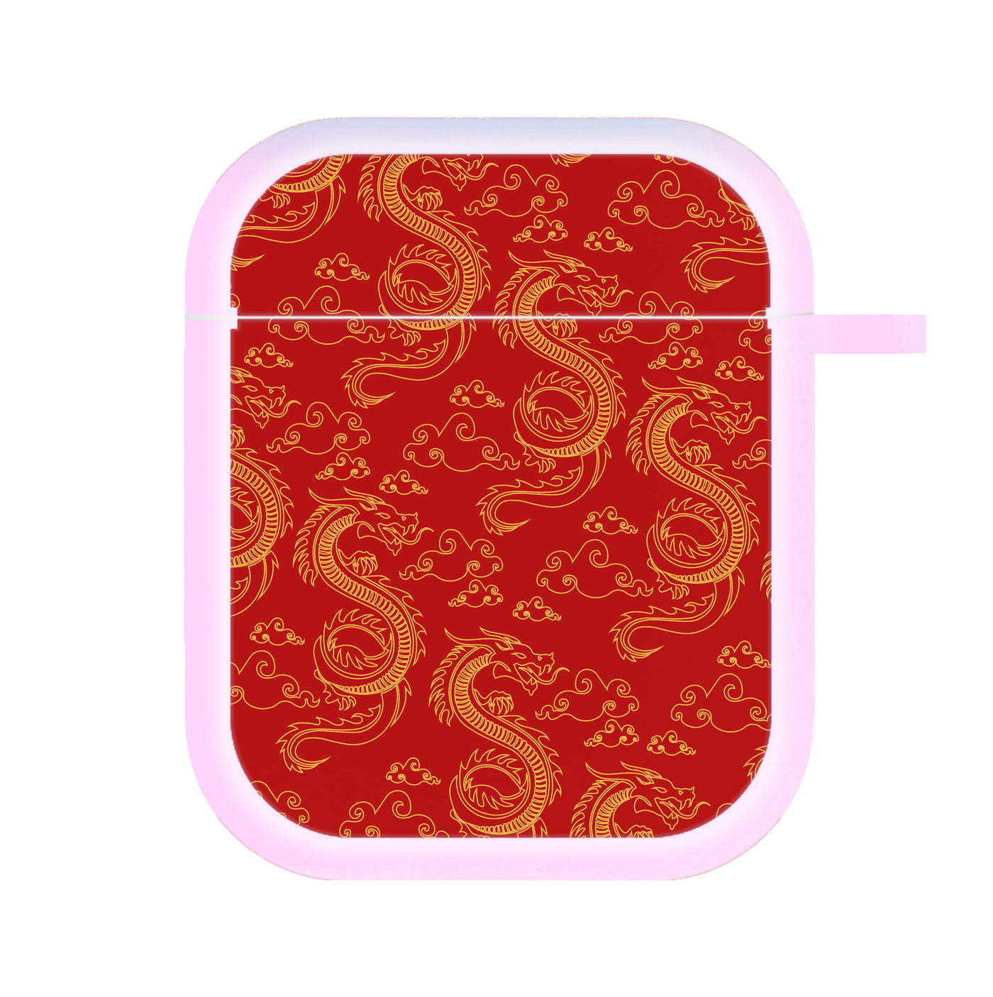 Red And Gold Dragon Pattern AirPods Case