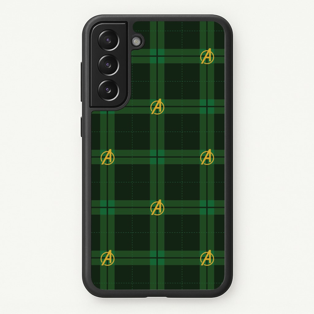 Superhero Team Green Tartan Pattern Galaxy S21 Plus Case