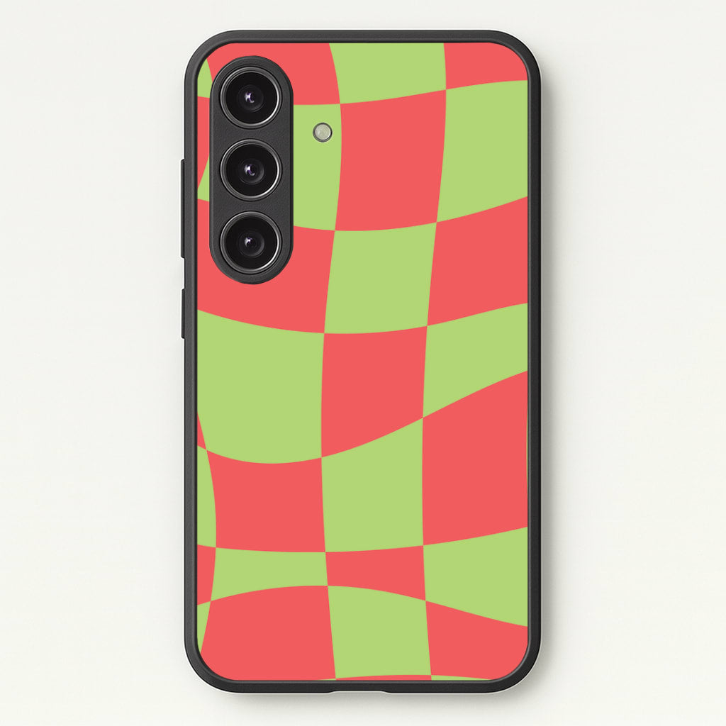 Abstract Red And Green Christmas Pattern Galaxy S24FE Case