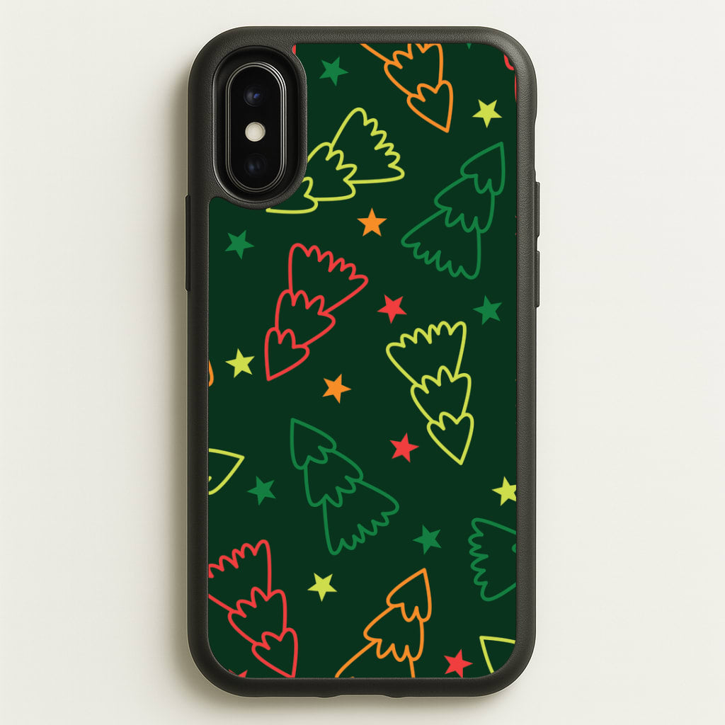 Colourful Christmas Tree Outlines Pattern iPhone X / XS Case