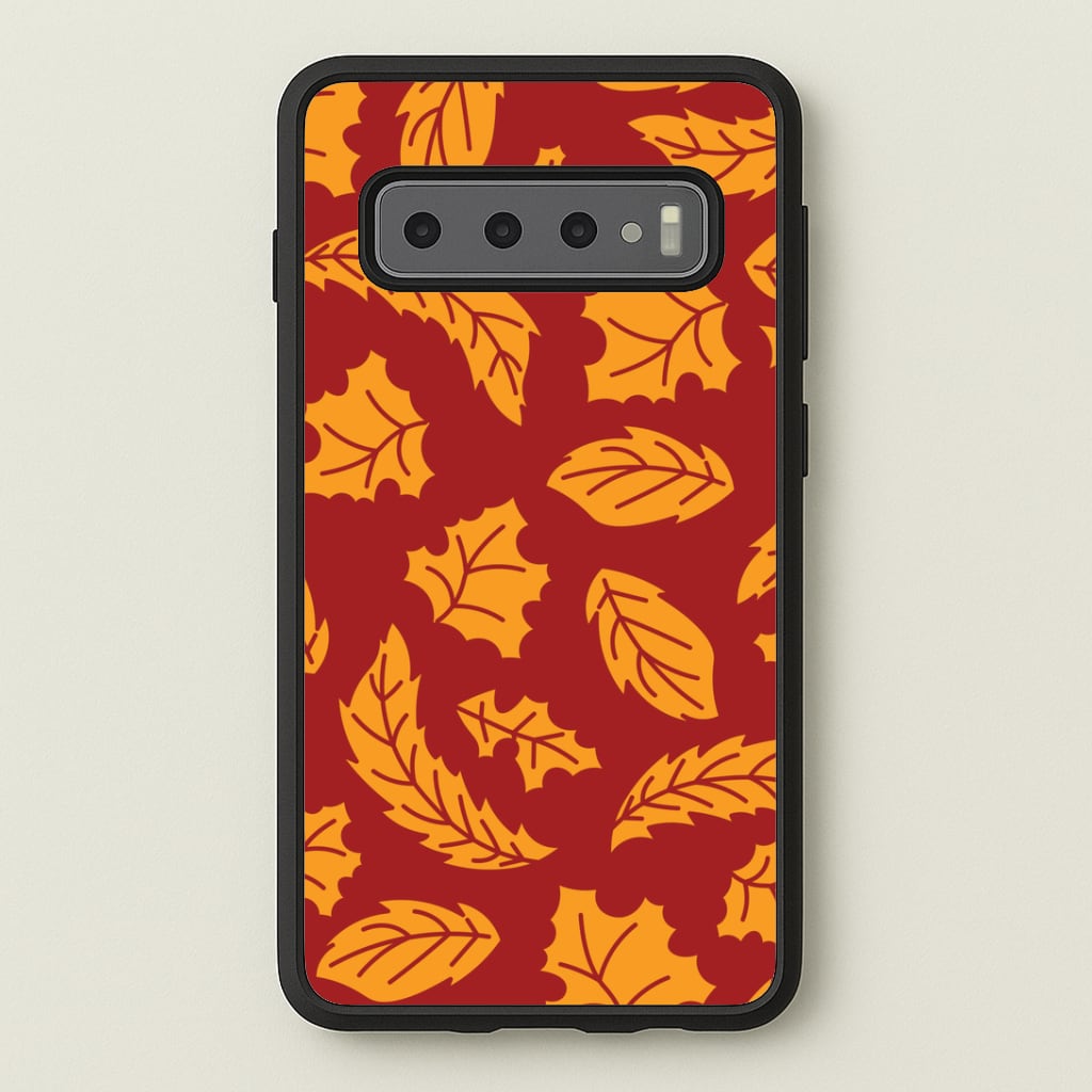 Orange Leaves Pattern Galaxy S10 Plus Case