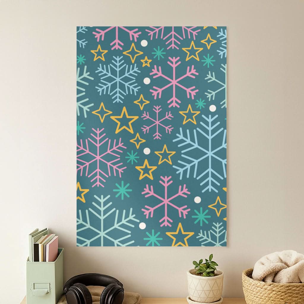 Colourful Christmas Symbols Pattern Poster