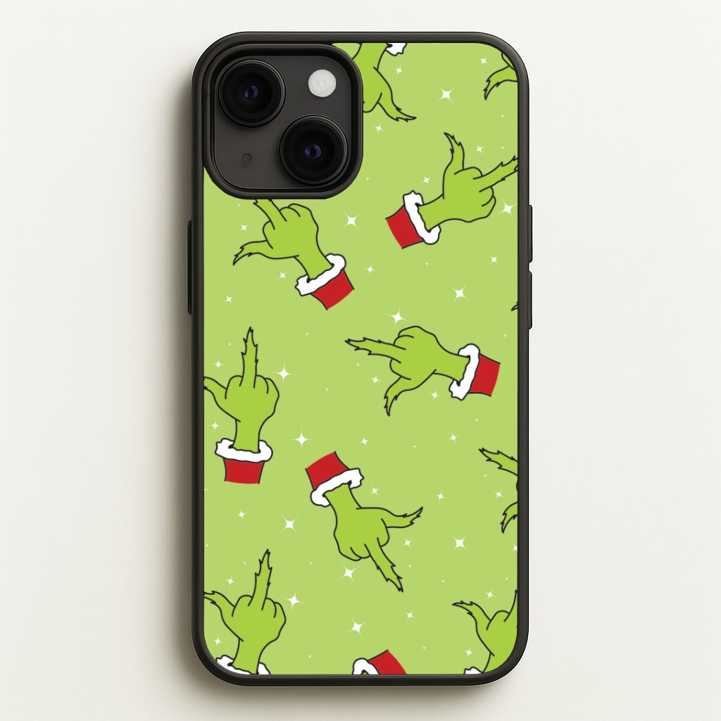 Green Middle Finger Christmas Pattern iPhone 13 Case