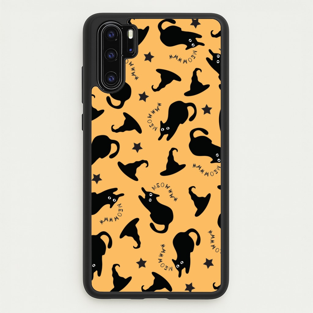 Black Cat And Hats Pattern Huawei P30 Pro Case