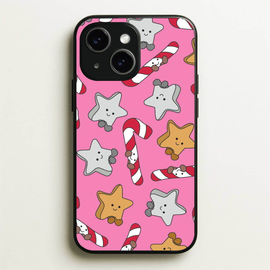 Pink Christmas Plushies Pattern iPhone 14 Plus Case