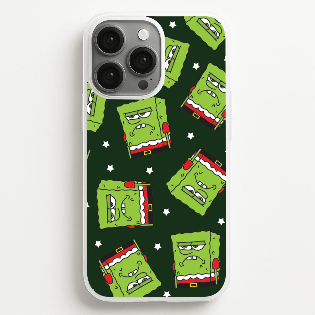 Grumpy Christmas Cartoon Sponge Pattern iPhone 13 Pro Max Case