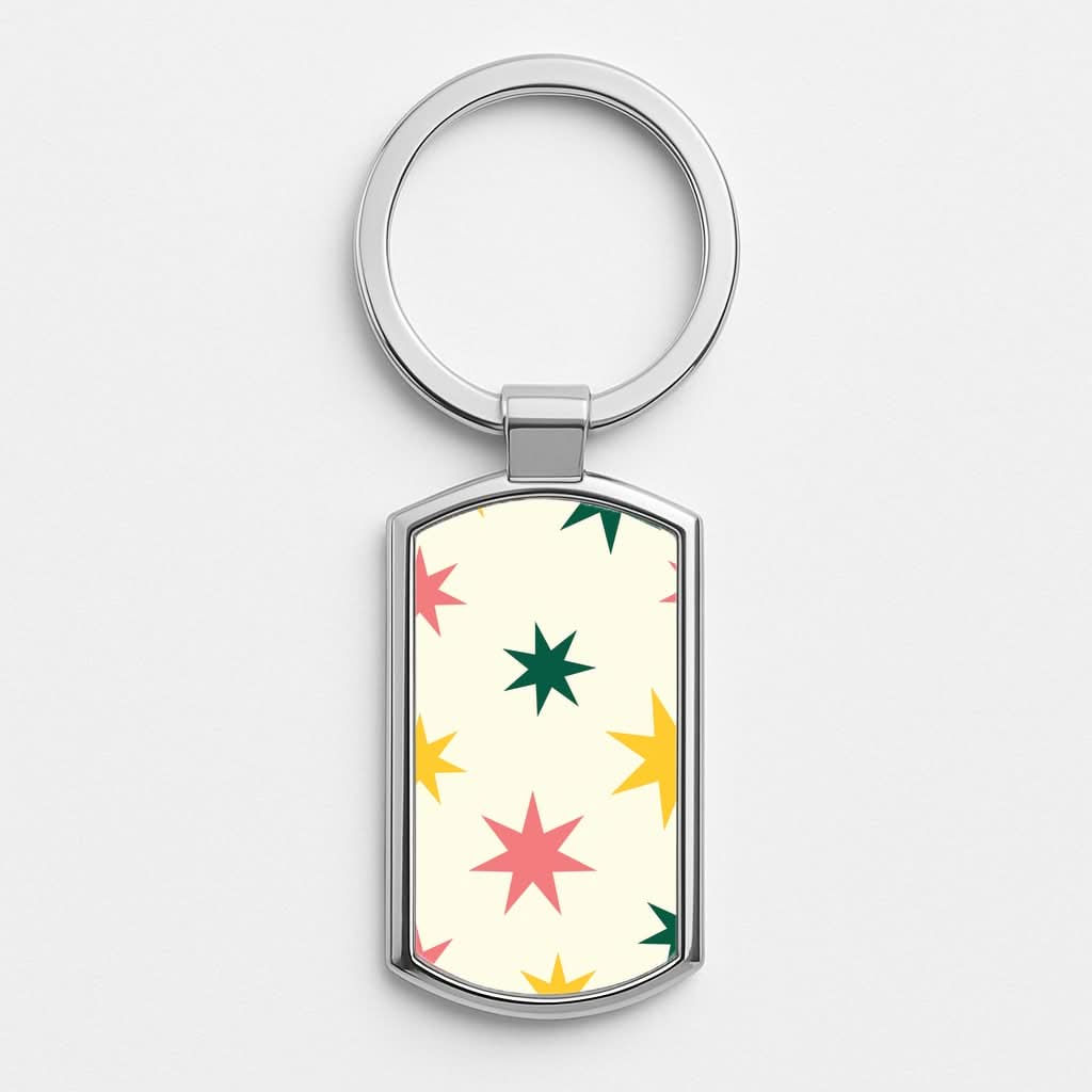 Colourful Christmas Stars Pattern Luxury Keyring