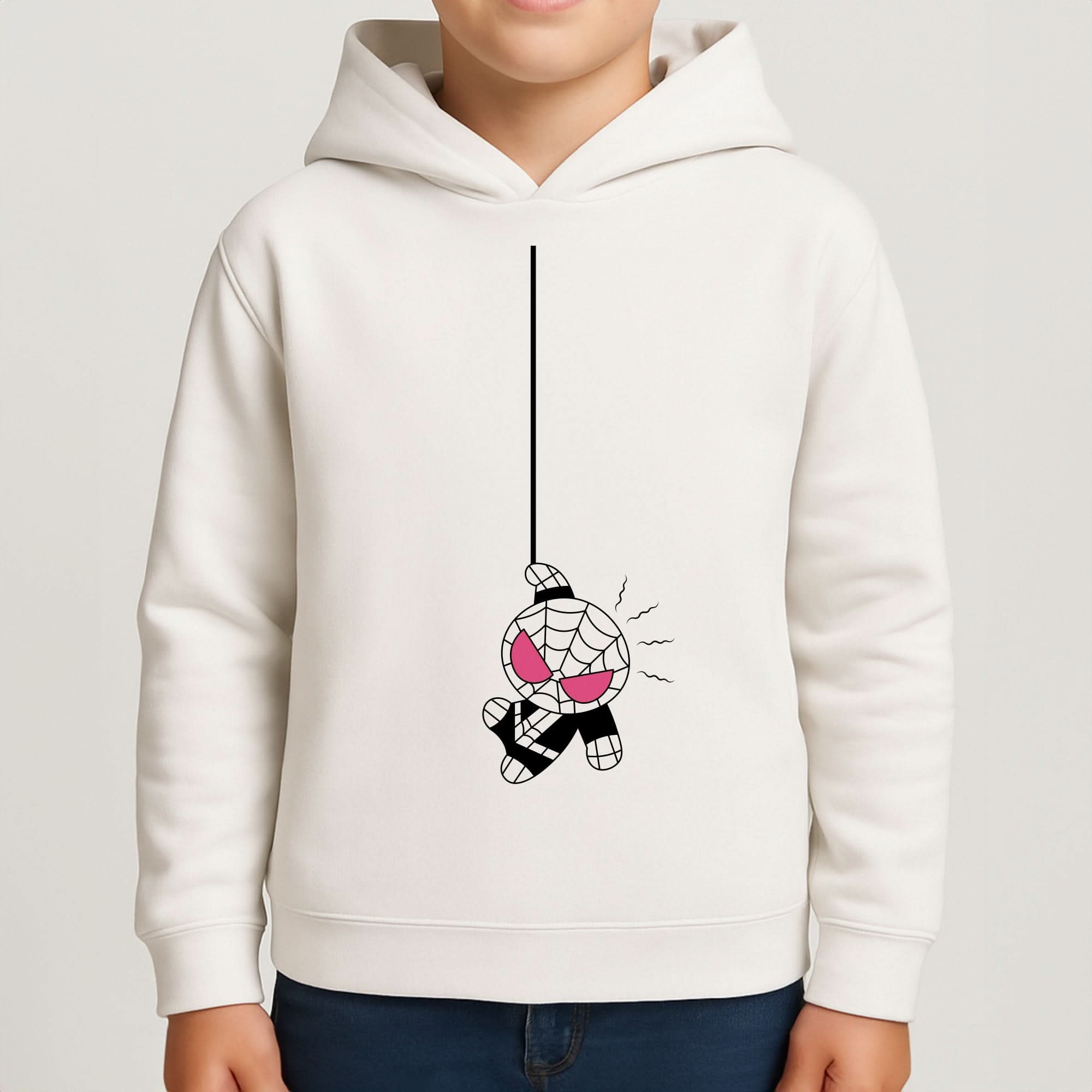 Pink Hanging Spider Hero Boys Hoodie