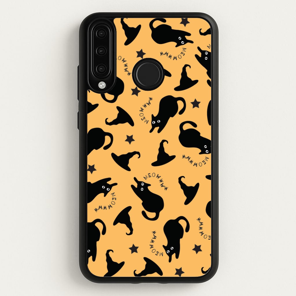 Black Cat And Hats Pattern Huawei P30 Lite Case
