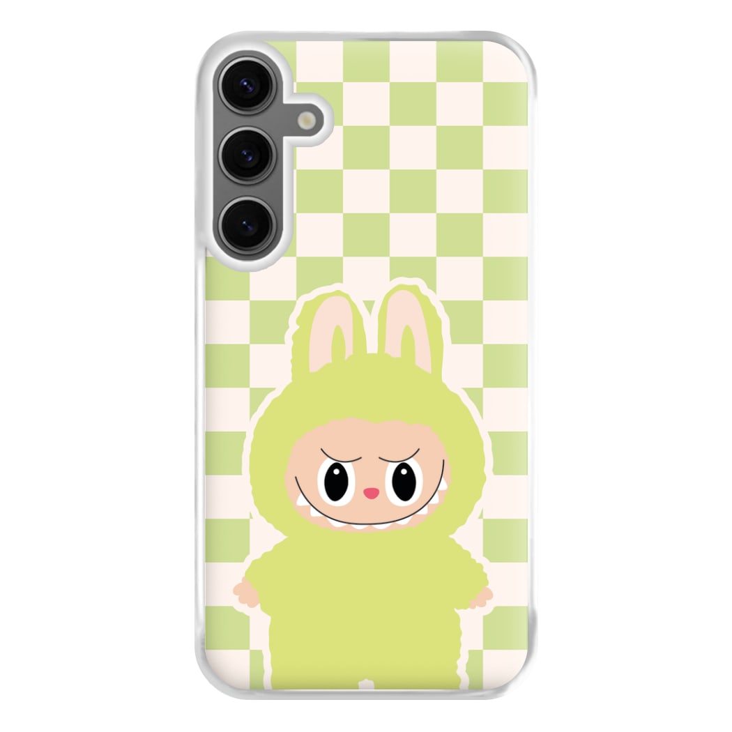 Checkered Cute Green Monster Galaxy S24 Plus Case