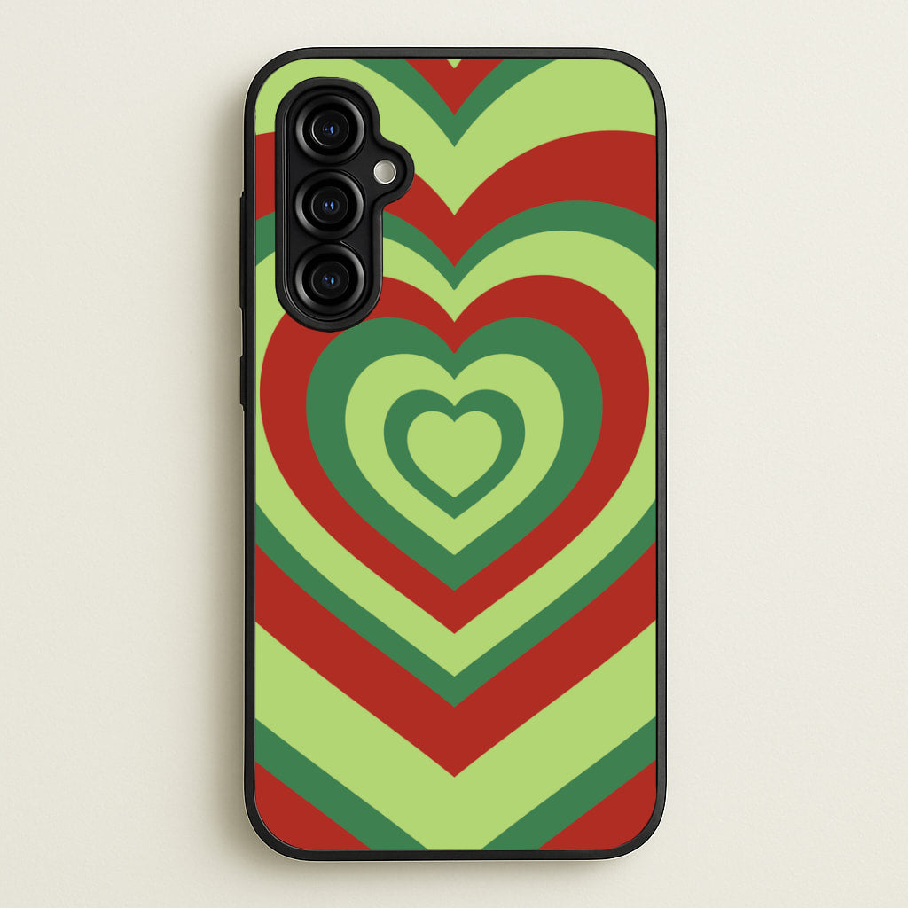 Red And Green Trippy Heart Christmas Pattern Galaxy A54 Case