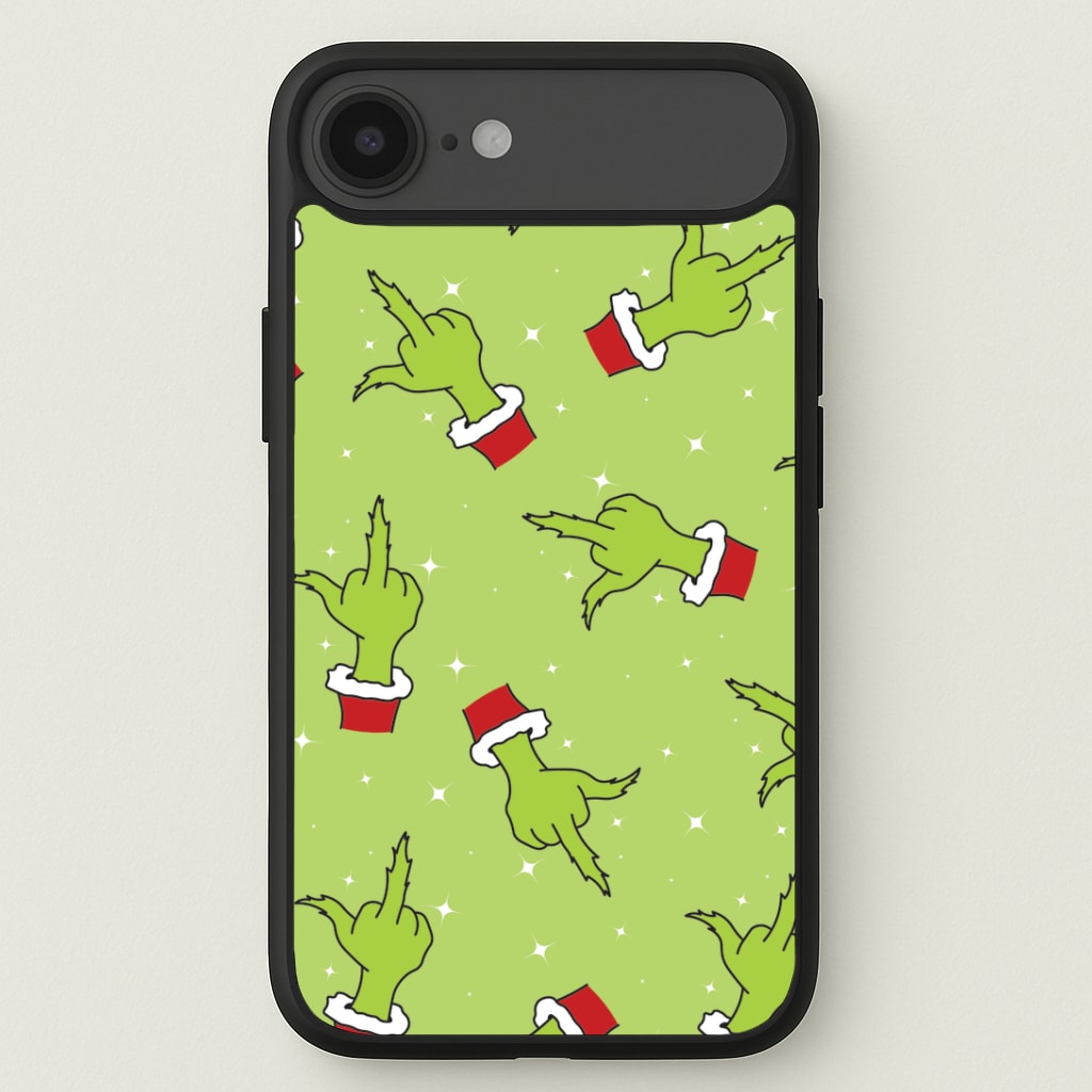 Green Middle Finger Christmas Pattern iPhone 17 Air Case