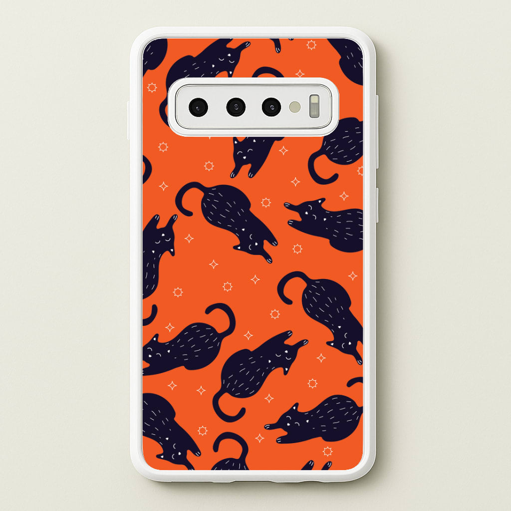 Black Cats And Stars Pattern Galaxy S10 Case