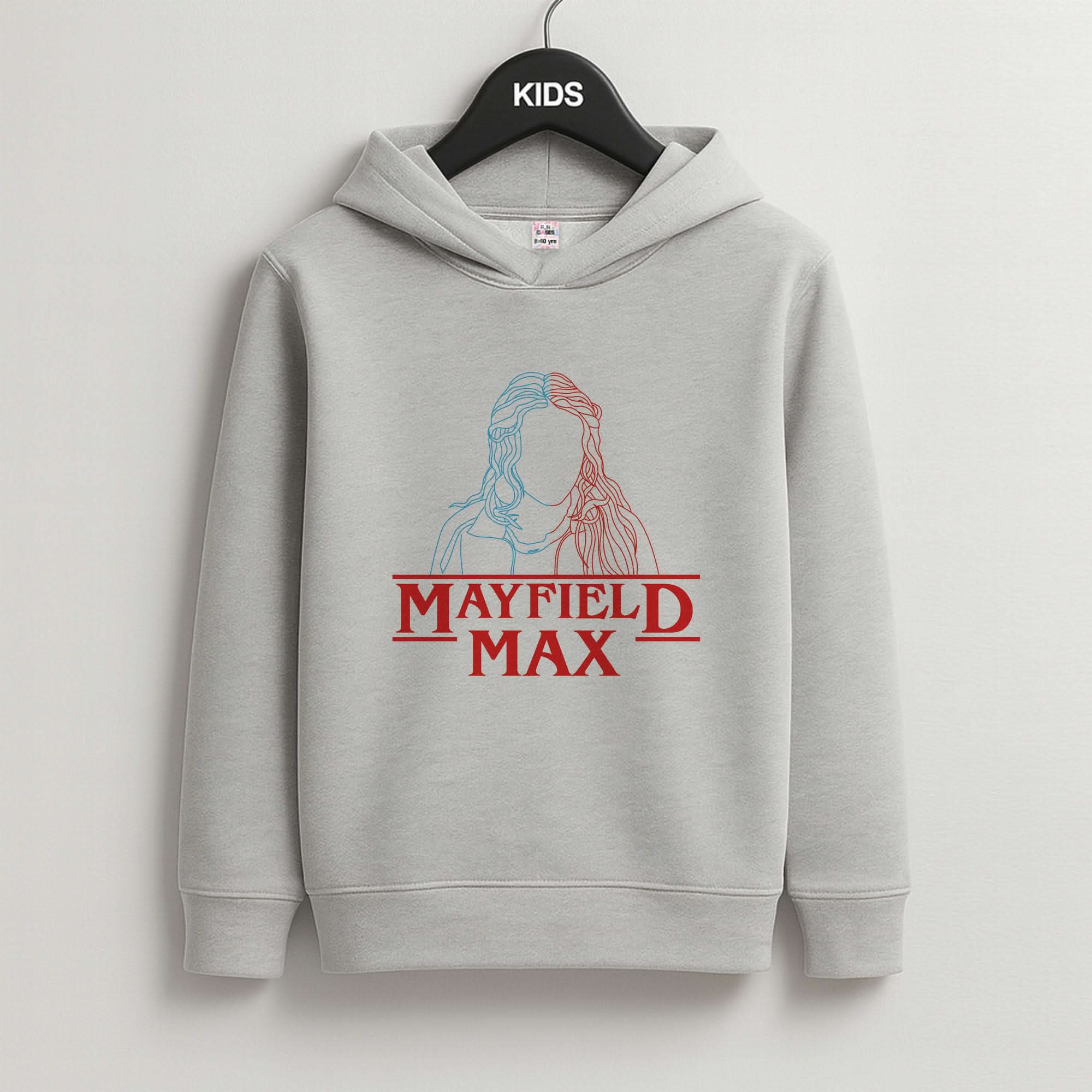 Blue And Red Max Grey Kids Hoodie
