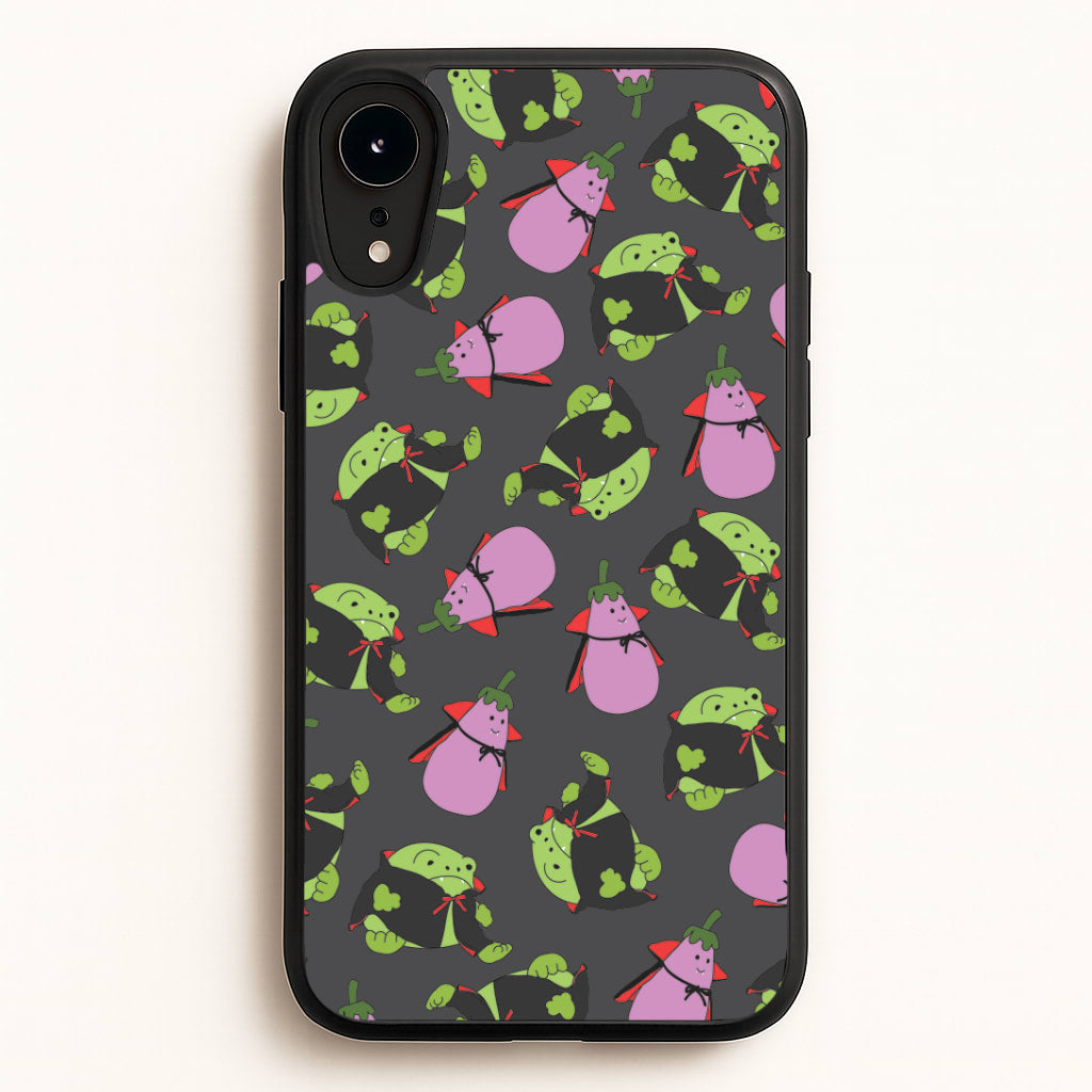 Vampire Frogs And Vegetables Pattern - Halloween iPhone XR Case