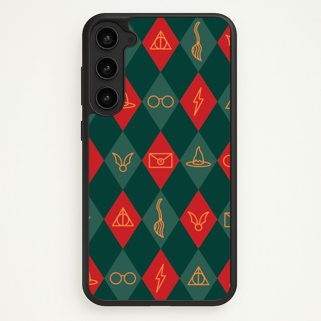 Christmas Wizard Icons Argyle Pattern Galaxy S23 Case