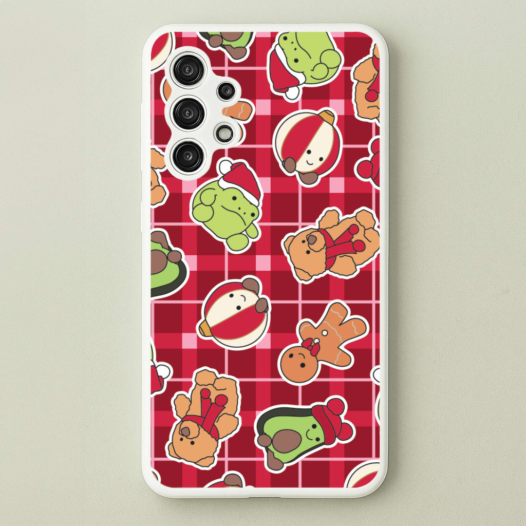 Christmas Plushies Tartan Pattern Galaxy A13 Case