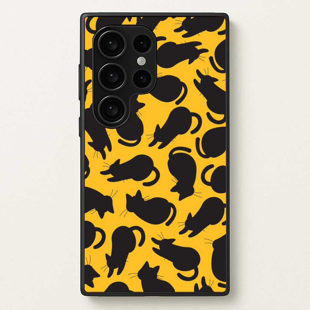Black Cat Silhouettes Pattern Galaxy S24 Ultra Case