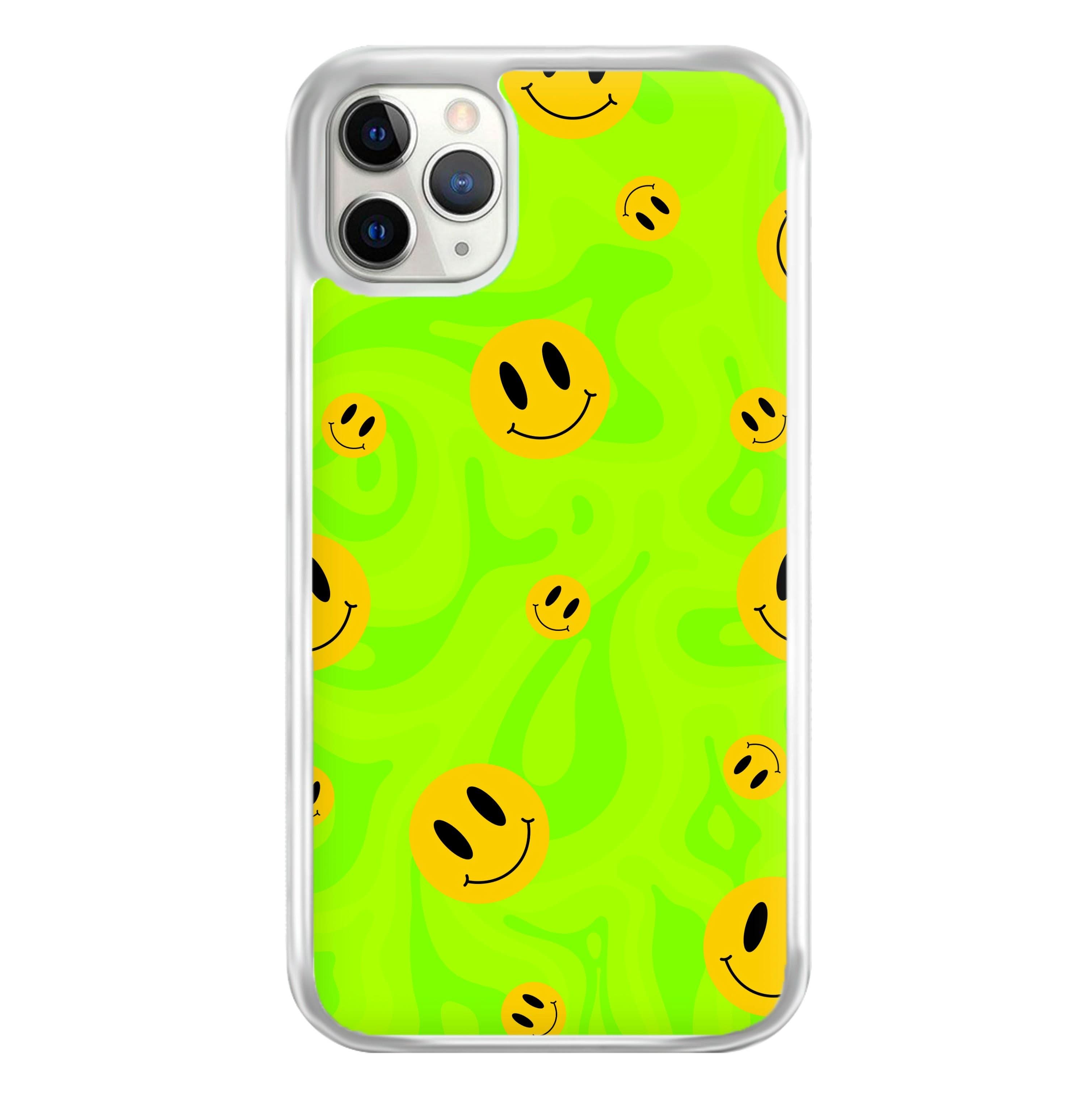 Green Wavey Smileys Pattern Phone Case