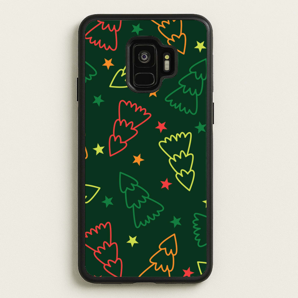 Colourful Christmas Tree Outlines Pattern Galaxy S9 Case