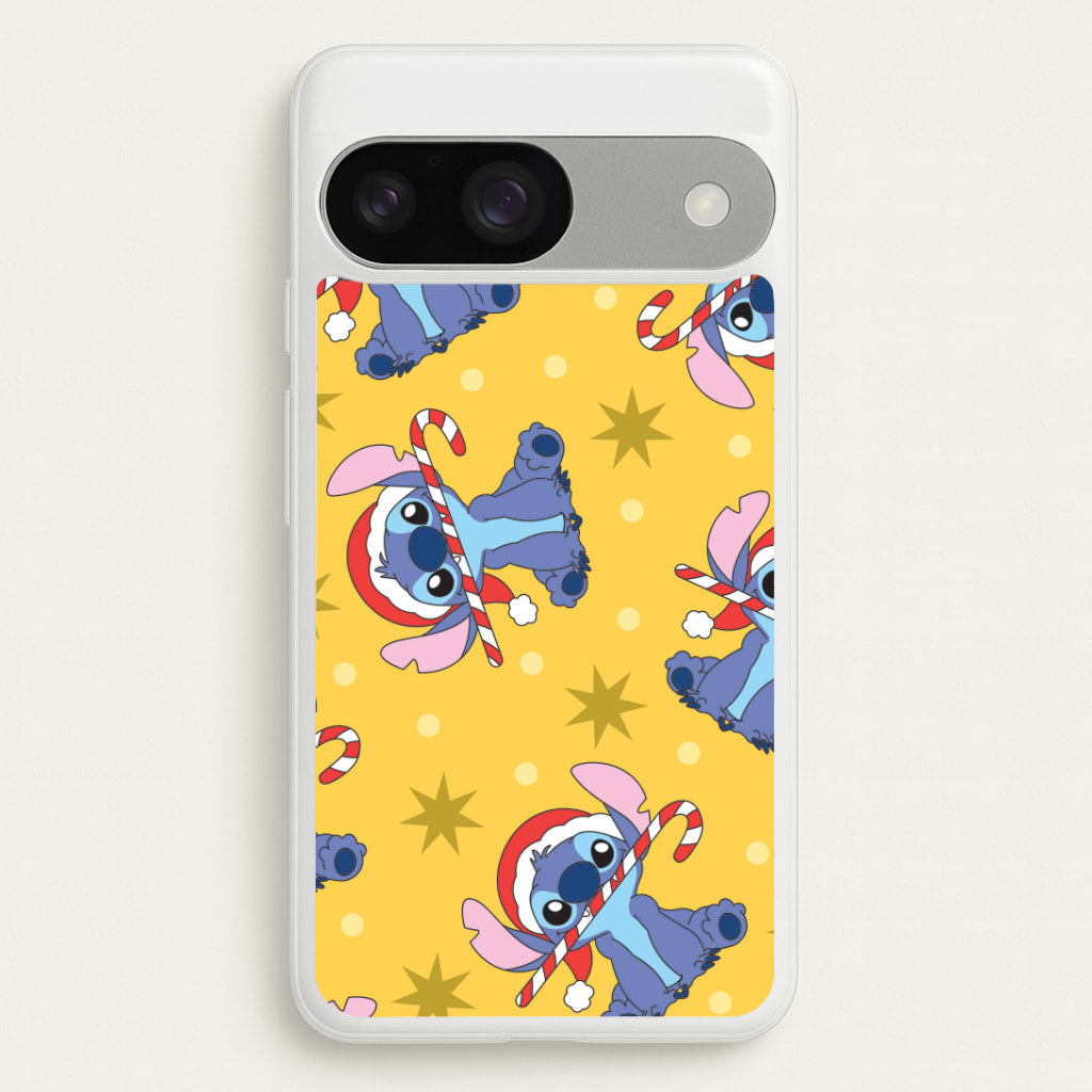 Cute Blue Alien Candycane Christmas Pattern Google Pixel 9 / 9 Pro Case