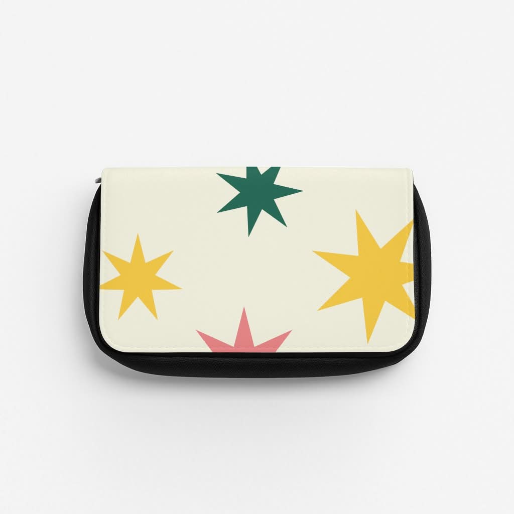 Colourful Christmas Stars Pattern Pencil Case