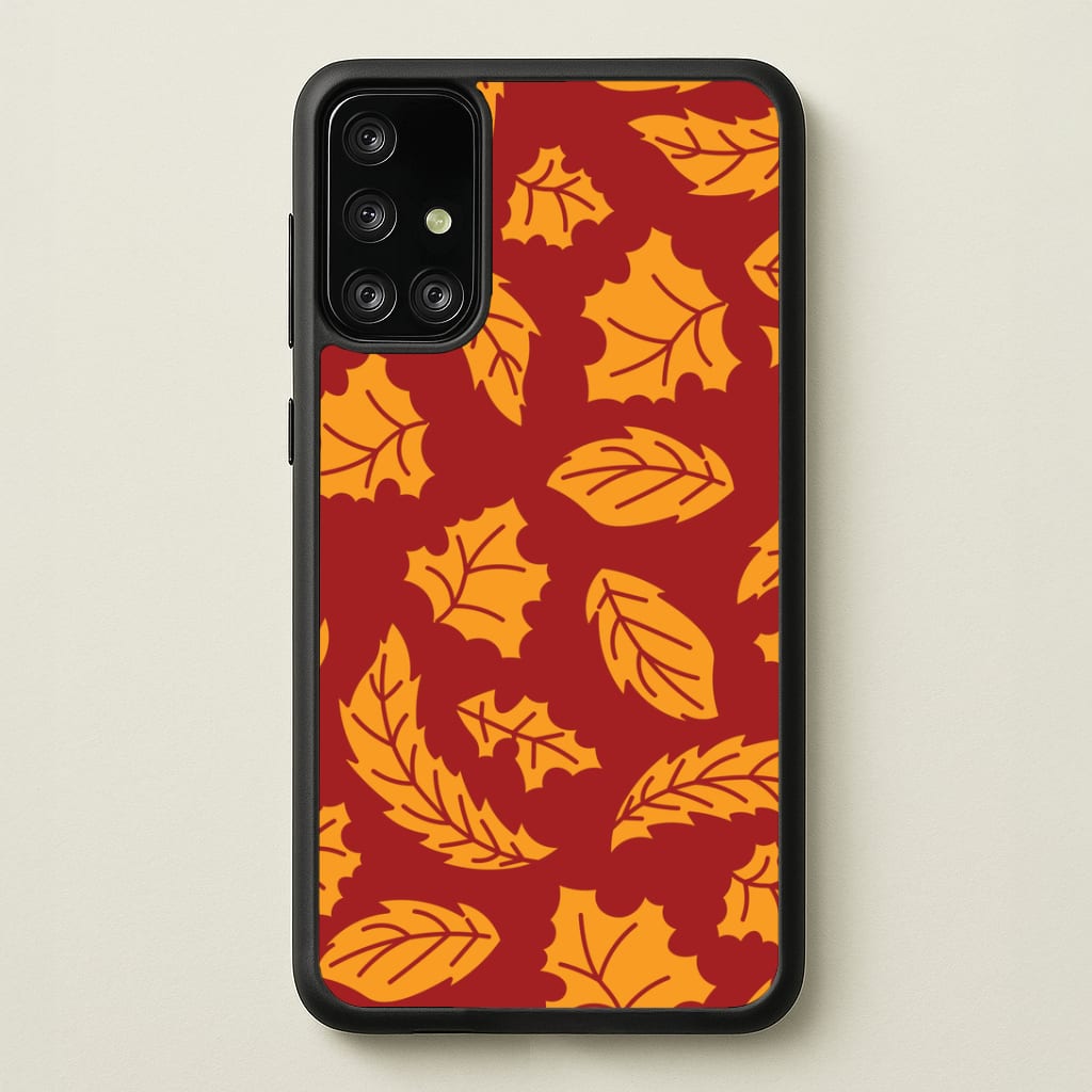 Orange Leaves Pattern Galaxy A71 Case