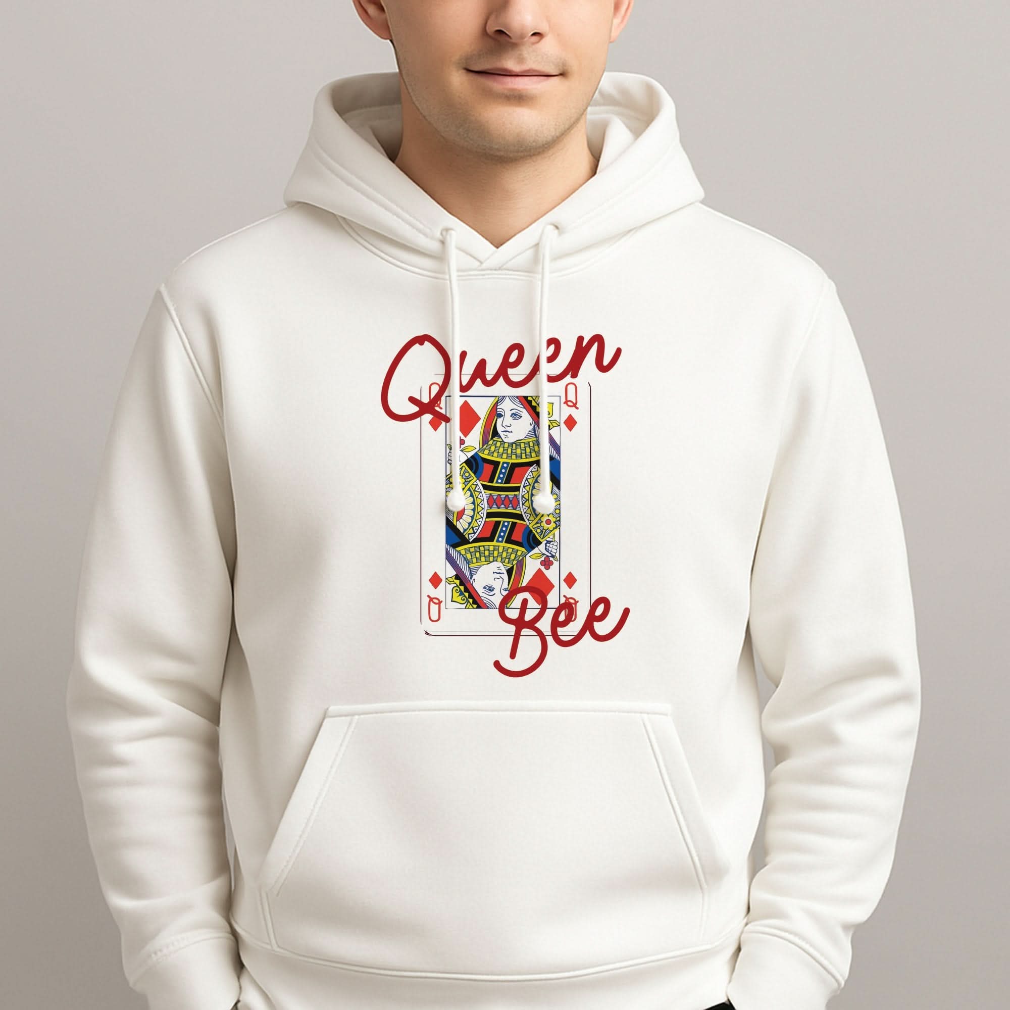 Queen Bee Playing Card Mens Hoodie