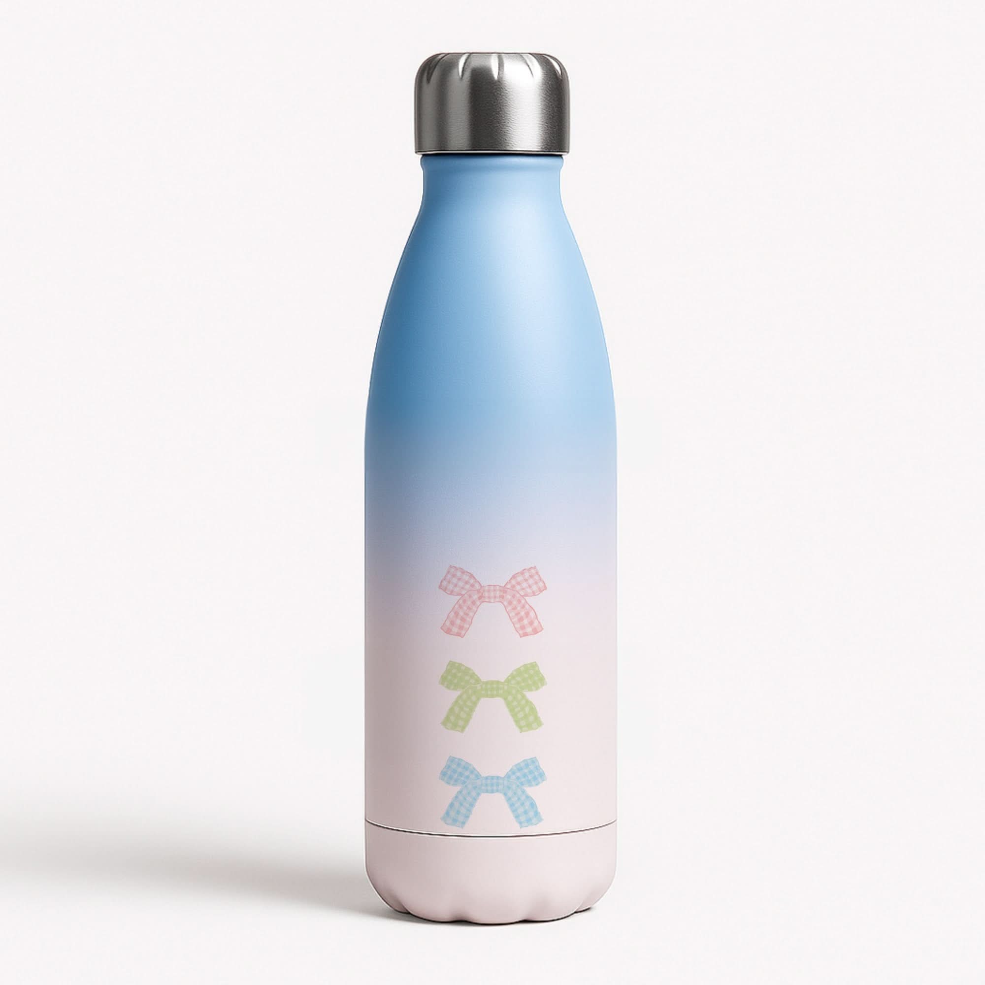 Gingham Ties Tier Blue Water Bottle