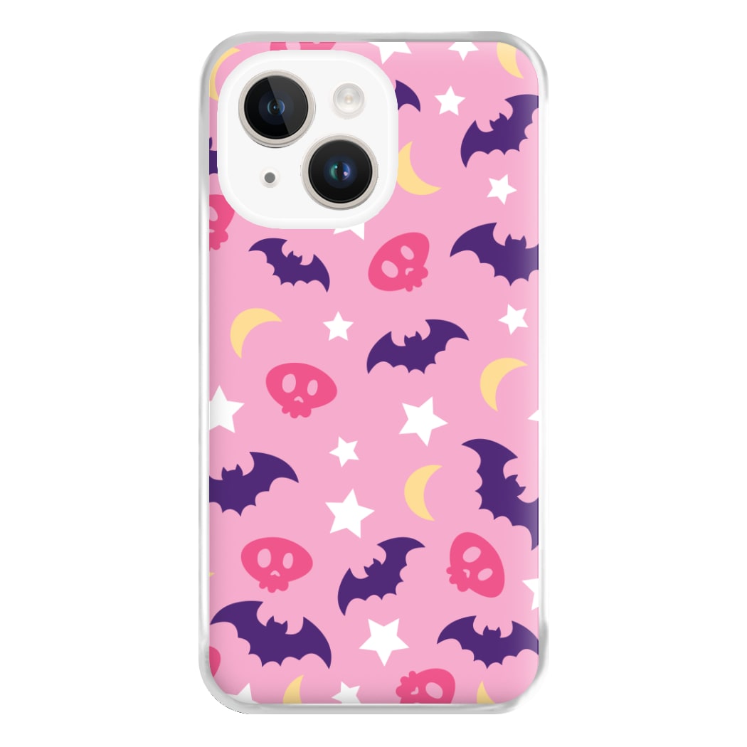 Skull, Bats And Stars Pattern iPhone 14 Plus Case