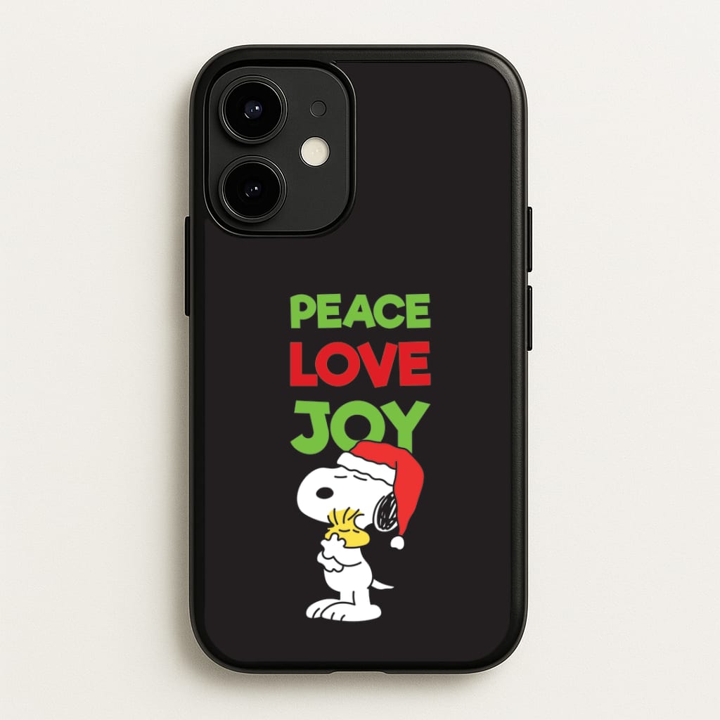 Peace, Love, Joy Christmas Cartoon Beagle iPhone 12 Mini Case